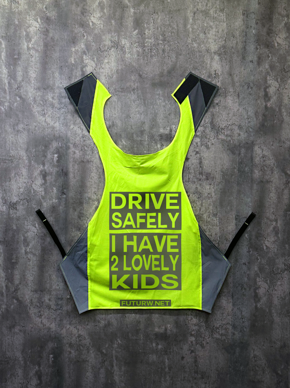 Drive Safely I Have 2 Lovely Kids l HI-VIS Yellow l Inverted